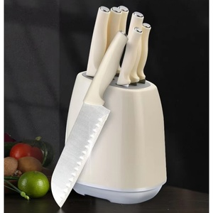 Ensemble de couteaux de chef, couteau Santoku, couteau utilitaire en acier inoxydable, ensemble de couteaux de cuisine avec support - Product Image 2