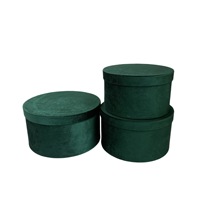 SINOWRAP C002 Coffret Cadeau Rond en Velours Doré de Luxe, Ensemble de 3 Boîtes d'Emballage Florales de Grande Taille pour la Saint-Valentin
