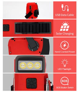 <span class=keywords><strong>Radio</strong></span> solaire intégrée avec alerte météo NOAA et manivelle, 2000 mAh, pour centres communautaires - Product Image 4