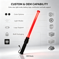 Bâton lumineux LED rechargeable en plastique pour la circulation, protection IP65, design léger et portable pour les zones de construction et le trafic extérieur