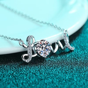 LOVE Letter Alphabet Pendant 18k Real Solid White Gold VVS1 D Clarity Lab Grown Diamond Eternity Luxury Fine Jewelry - Product Image 4