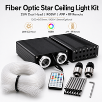 Kit de plafond étoilé à fibres optiques RGBW 25W avec contrôle par application, télécommande RF et fibres optiques PMMA à éclairage latéral