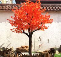Décoration intérieure en fibre de verre, grand arbre de simulation, arbres rouges d'automne, arbre d'érable artificiel japonais