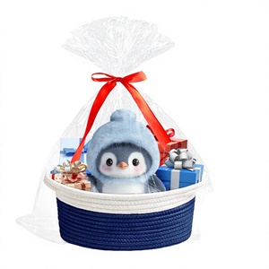 Modern Cartoon Eco-Friendly Cotton Rope Home <b>Storage</b> <b>Basket</b> <b>Wall</b>-Mounted Bedroom Bedside Multifunction Hanging Bag - Product Image 2