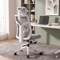 Chaise de bureau ergonomique moderne en maille pivotante, hauteur réglable, 3 vérins à gaz, appui-tête réglable, garantie 3 ans, couleur personnalisable