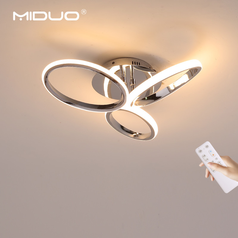 Modern Style Iron Remote Control LED Ceiling Lamp with AC Dimmable Flower Shape for Living Room