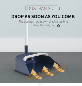 Juego de escoba y <span class=keywords><strong>recogedor</strong></span> sin ángulo ciego con peine integrado y estructura de volteo para vaciar, para colgar en la pared, suministros de limpieza para el hogar - Product Image 2