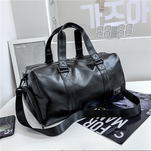 Sac de sport pour homme en cuir PU grande capacité personnalisé, séparé pour le sec et le mouillé, sac de voyage portable, bagage de courte distance, tendance - Product Image 1