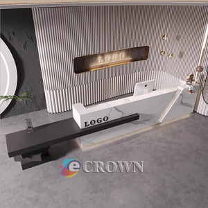 Led Light Information Cabinetshowcase0 Rotating Front Desk Floor Wood Counter Display Sided Acrylic <strong>Registration</strong> OEM - Product Image 3