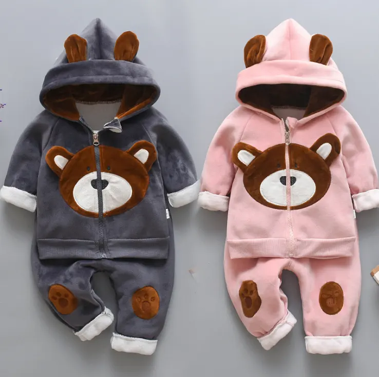 2020 Nieuwe Stijl Koreaanse Versie Beer Hooded Pak Leuke Warm Houden Winter Jongen Kleding Sets Baby