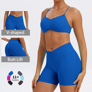 Super Offerta Leggings Push-Up Sportivi da <span class=keywords><strong>Donna</strong></span> in Nylon Tinta Unita Color Nudo <span class=keywords><strong>Pantaloncini</strong></span> Aderenti da Yoga Fitness Senza Cuciture a Vita Bassa con Taglio a V - Product Image 1