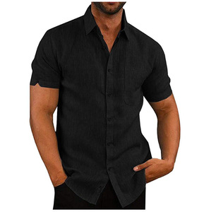 Men's <strong>Shirts</strong> Blouse Short Sleeve Men Casual Slim Fit <strong>Mandarin</strong> <strong>Collar</strong> <strong>Shirts</strong> <strong>High</strong> Quality Summer Beach - Product Image 4