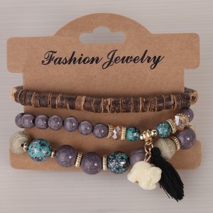 <b>Beaded</b> <b>Bracelets</b> Wood Tassel Charm Bohemia Style Unisex Gift HY-2736 - Product Image 5