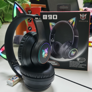 Auriculares inalámbricos <span class=keywords><strong>Onikuma</strong></span> <span class=keywords><strong>B90</strong></span>, plegables, BT 5,0, LED, para videojuegos, con orejas de gato - Product Image 5