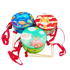 Wholesale Cartoon Print Hand <b>Drum</b> Double SideWith Adjustable Strap And Wood Mallets <b>For</b> Kids Playing - Product Image 1