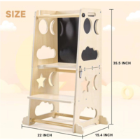 Tour d'apprentissage pour bébé en bois, tabouret d'apprentissage en bois pour enfants, meubles Montessori, aide de cuisine réglable en hauteur pour tout-petits