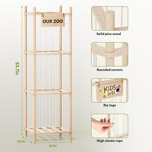 Organizador de Juguetes de Peluche de Madera con Red Elástica de Gran Capacidad para Cuarto de Niños, Sala de Juegos y Dormitorio - Product Image 2
