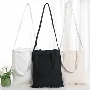 Direct Supplier New Simple Fashion Cross Body Large Letters Printed Long Strap Single Shoulder Tote Canvas Bag