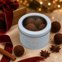 Contenitore Rotondo in Latta per Alimenti con Coperchio Trasparente per Cioccolatini, Dolciumi, Biscotti, Confezioni Regalo e Conservazione