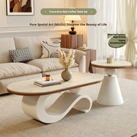 Table basse en pierre frittée de style français, design artistique, table à thé de luxe pour petit salon, mobilier de maison
