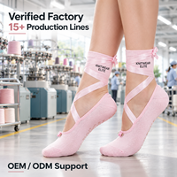 Chaussettes de yoga et de Pilates en coton antidérapantes à semelle intégrale avec logo personnalisé, ruban enveloppant et attaches, vente en gros OEM, faible MOQ