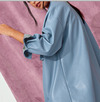 Frauen Braun Weiches Leder Jacke Kleid Mittellang Schlank Kunstleder Mäntel Elegante Krawatte Gürtel Taille Taschen Outfits