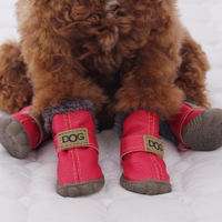 Sepatu Bot Anjing Gaya Teddy Musim Dingin Beludru Hewan Peliharaan Satu Set 4 Sepatu Bot Salju Anjing Beruang Pomeranian