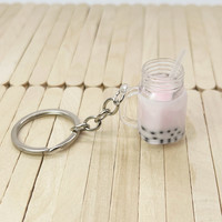 Porte-clés Boba liquide personnalisé en forme de tasse, style Kawaii, vente en gros à prix abordable
