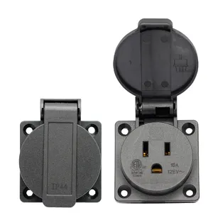 IEC 125V AC Power Socket USA NEMA 5-15R IP44 3 PIN plug socket connector with waterproof Cover