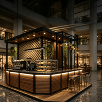 Kiosque de luxe personnalisé en bois pour centre commercial, stand de café, de bubble tea, vitrine de confiseries pour centre commercial, taille personnalisée OEM