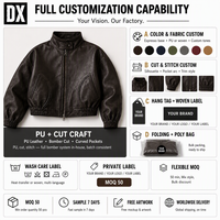 Blouson Bomber Oversize Personnalisé en Cuir PU Vegan avec Poches Courbes et Ourlet Élastique Zippé pour Fabricants OEM ODM de Marques
