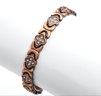Bracelet magnétique en cuivre tendance pour femme avec fleur en diamant, personnalisable