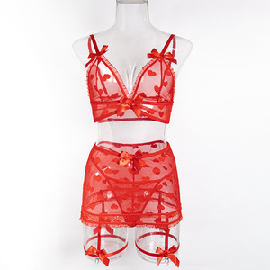 Lencería sexy de malla Love Fashion para mujer, conjunto de lencería transparente de gasa con tirantes cortos para mujer madura - Product Image 6