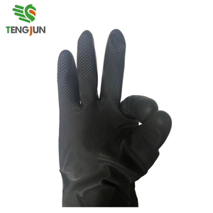 High Quality Long Big Size Black <strong>Latex</strong> Industrial Working Safety <strong>Gloves</strong> with Anti-Slip Waterproof Ambidextrous Pull-On Closure - Product Image 5