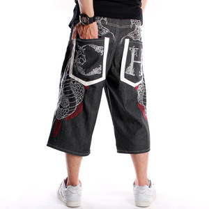 Venta al por mayor de los hombres pantalones <span class=keywords><strong>cortos</strong></span> de mezclilla de moda de verano Casual suelto Hip Hop pantalones vaqueros <span class=keywords><strong>cortos</strong></span> holgados para los hombres - Product Image 4