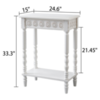 Table console en bois sculpté artisanal, style rustique, design rétro blanc, inspiration campagne française et européenne, pour décoration de ferme.