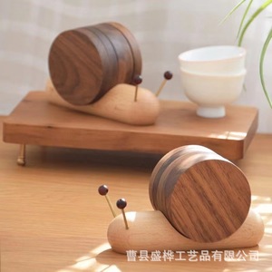 Wooden Snail Coaster For Home Coffee Table <b>Teacup</b> Heat Insulation Mat Tableware Mat Circular Irregular Shape Cartoon Design - Product Image 1