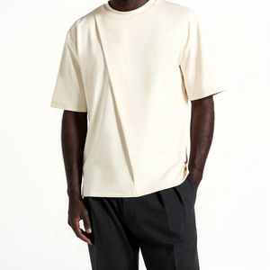 T-shirt da <span class=keywords><strong>uomo</strong></span> in misto cotone, vestibilità rilassata, casual, girocollo classico, orlo plissettato con spacco, taglie forti fino alla 5XL - Product Image 2