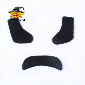 Bigote y patillas hippies de felpa negra, accesorio de disfraz para fiesta de Halloween o cosplay - Product Image 2