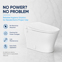 Bidet WC CUPC sans électricité, à siphon en S, conforme ADA, en céramique, avec commande mécanique latérale et réservoir d'eau intégré