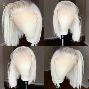 13x4 #60 couleur blanc platine cendré blond Bob dentelle avant perruque cheveux humains pré plumé brésilien Remy droite dentelle frontale perruque - Product Image 1