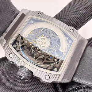 2026 New Color Edition RM67-02 Style Ultra-Thin 7.8mm <b>Skeleton</b> Carbon Fiber <b>Automatic</b> Winding <b>Watch</b> Nylon strap - Product Image 4