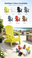 Chaise Adirondack pliable en promotion avec porte-gobelet, design imitation bois en HDPE pour patio extérieur, jardin, camping et bord de piscine