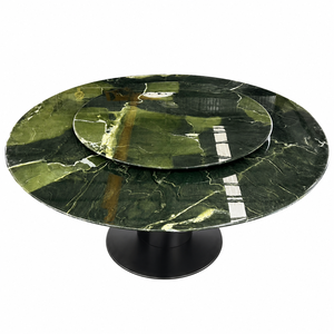 Customized Dining <b>Table</b> Round <b>Top</b> Modern Villa 10 Seater Metal Legs <b>Stone</b> Furniture Luxury Vitoria Regia Quartzite - Product Image 2