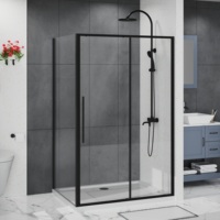 Salle de douche à porte pivotante carrée à profil extrêmement mince 90x90x185cm avec verre trempé de 6mm