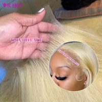 Perruques de cheveux humains lisses couleur blonde 613, pré-épilées avec ligne de cheveux naturelle, sans colle, frontale en dentelle HD 13x6, pour femmes