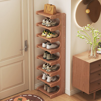 Étagère à chaussures en bambou pour la maison, le dortoir, moderne, petite, étroite, rectangulaire, 5 niveaux, rangement en coin, design gain de place