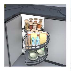 Cesta de Almacenamiento Metálica Cromada de 2 Niveles con Diseño Moderno, Accesorios de Ferretería de Apertura Derecha para Instalación en Gabinetes de Cocina - Product Image 3