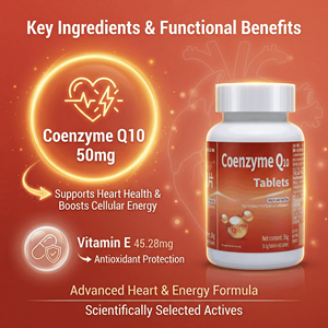 Comprimés de CoQ10 en vrac Jubaihe B2B, formule à 7,2 % |   Enrichi en vitamine <span class=keywords><strong>E</strong></span> |   Expédition immédiate, faible MOQ, 20 boîtes |   Complément alimentaire pour le soutien énergétique du cœur - Product Image 2