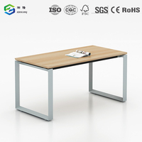 Bureau de direction moderne en métal extensible avec plateau en bois, usage commercial, directement de l'usine